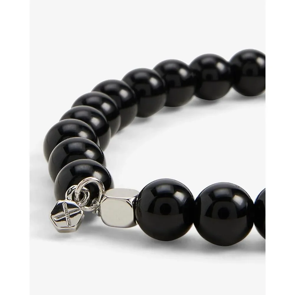 Express Black Glass Beaded Stretch Bracelet